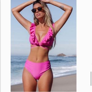 Pool Party Ruffled Wrap Bra and Hipster Bikini Set